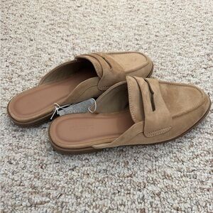 Old Navy Women's Tan Suede Slip-On Mules